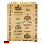 6feuilles Allemagne Premium de précision très fine polissage abrasif humide sec anti-curl Grain 5000  B01BNTJ2OQ